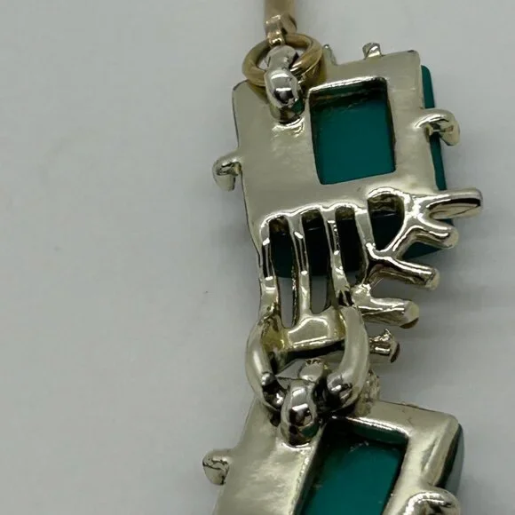 Vintage Coro Necklace Teal Thermoset Leaf Choker Necklace Mid Century Modern - Picture 15 of 16